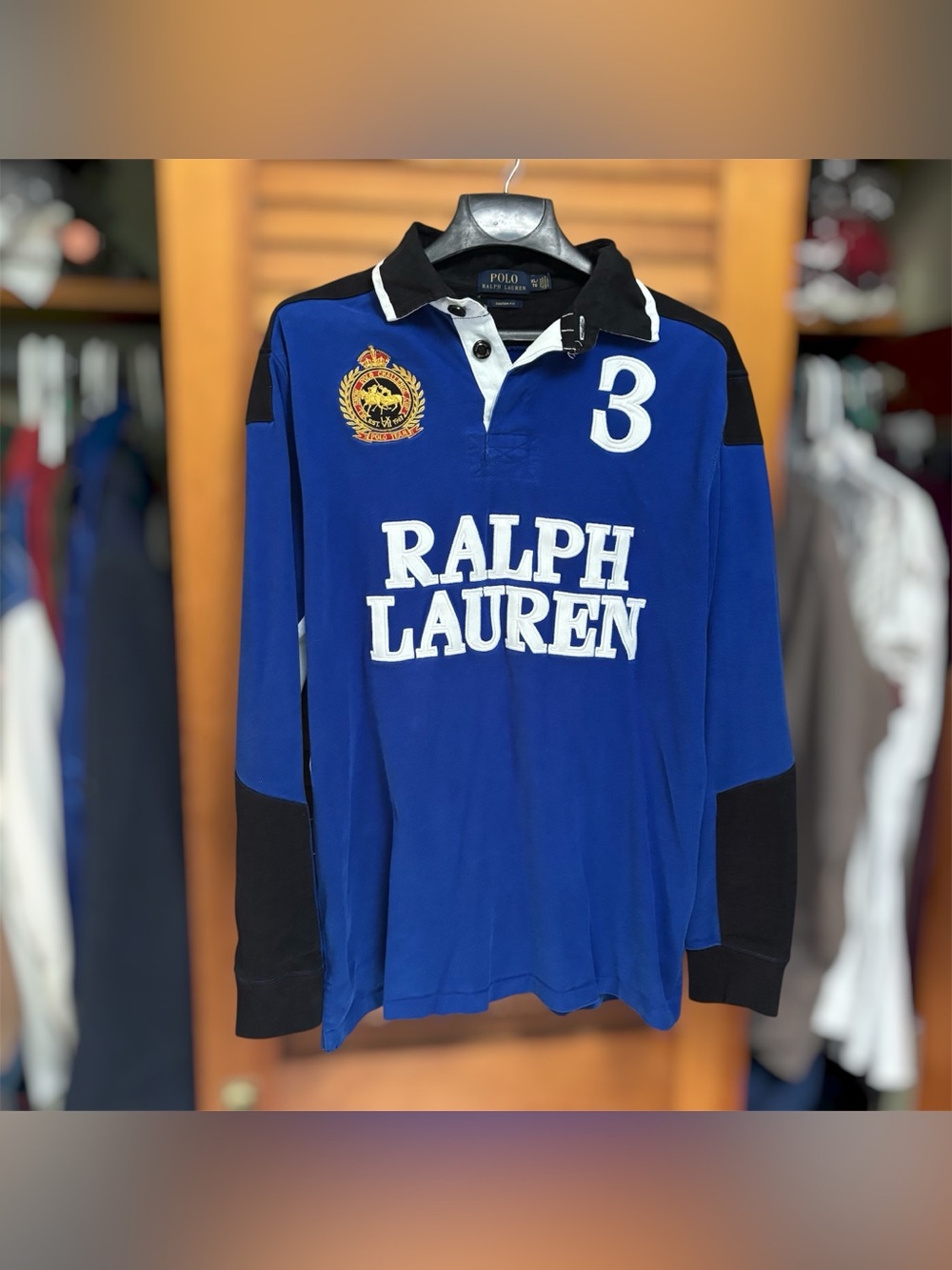 Polo Ralph Lauren Rugby Shirt Snow Challenge Cup Team Patch Crest Spellout XL